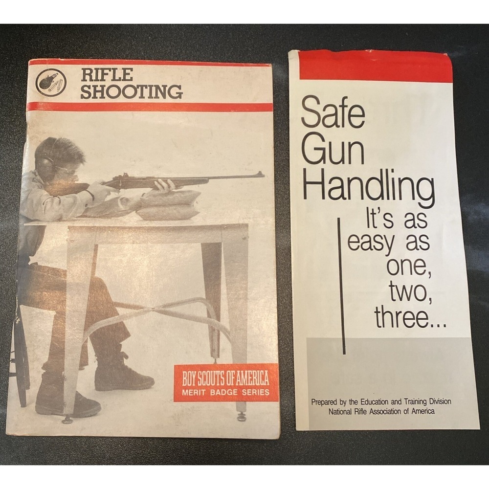 Boy Scouts Of America Vintage 1989 Rifle Shooting Book & Safe Gun Handling Flyer